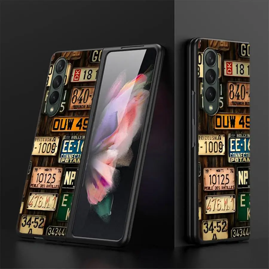 Retro Car Number Plates Case for Samsung Galaxy Z Fold 8 Ultra ZFold3 Z Fold 7 6 5 4 3 ZFold6 ZFold5 ZFold4 ZFold7 Phone Cover - view 3