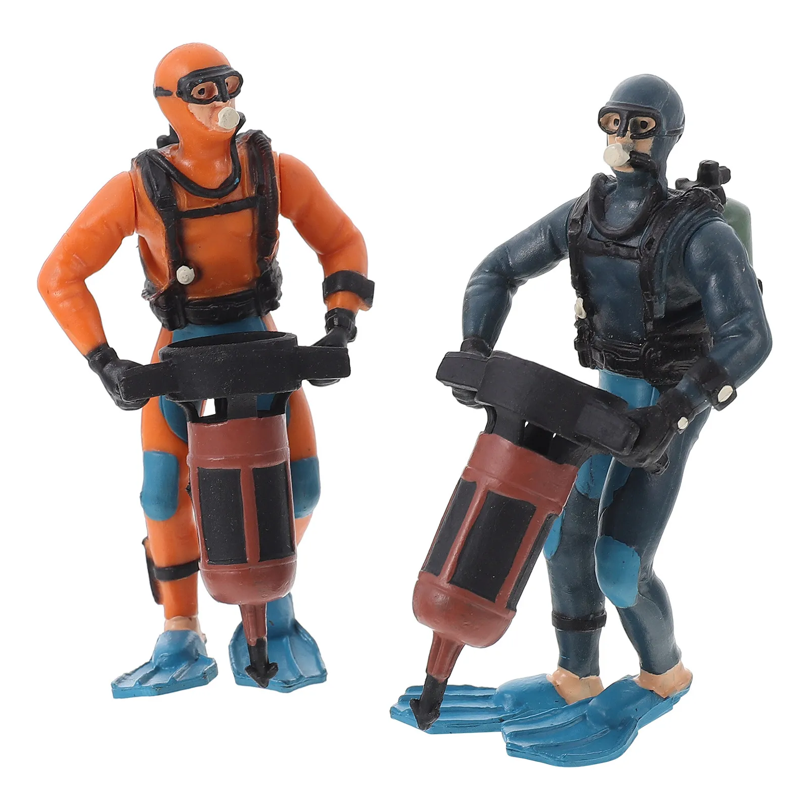 

2Pcs Diver Simulation Adornments Vivid PVC Decorations Early Learning Desktop Landscape Ornament for Kids Diver Figurine