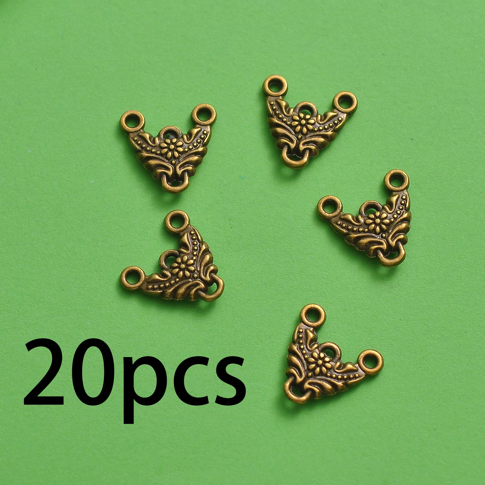 20-Piece Set of Vintage Floral Designs in Three Color Options, Featuring Beaded Rose Flower and Leaf Three-Ring Connectors, Suitable for DIY Bracelets, Necklaces, Earrings, and Handmade Beaded Decoration Accessories