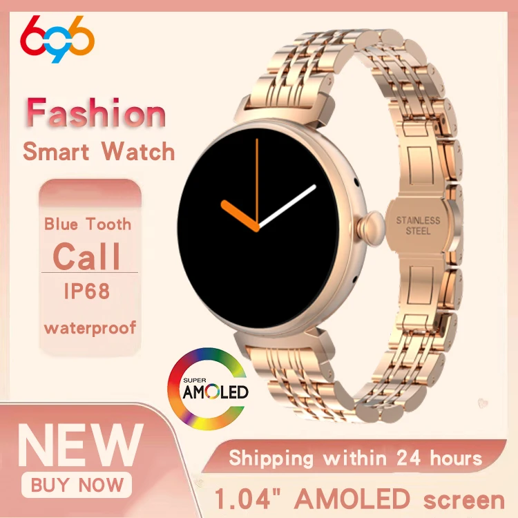 

AMOLED HD-экран, умные часы с синим зубом, женские водонепроницаемые спортивные часы с уведомлением о сердечном ритме, монитор здоровья, умные часы