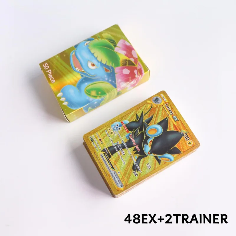 50 Uds. Tarjetas de Pokémon violeta escarlata EX Vstar letra holográfica en inglés Pokemon Rainbow Arceus tarjeta comercial brillante regalo para niños