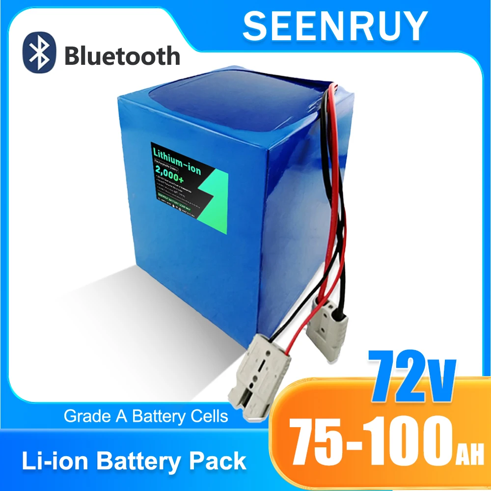 SEENRUY 72V 75AH 100AH  High Current Peak 850A 5000W 10kw 12kw Lithium Battery Pack Motorcycle