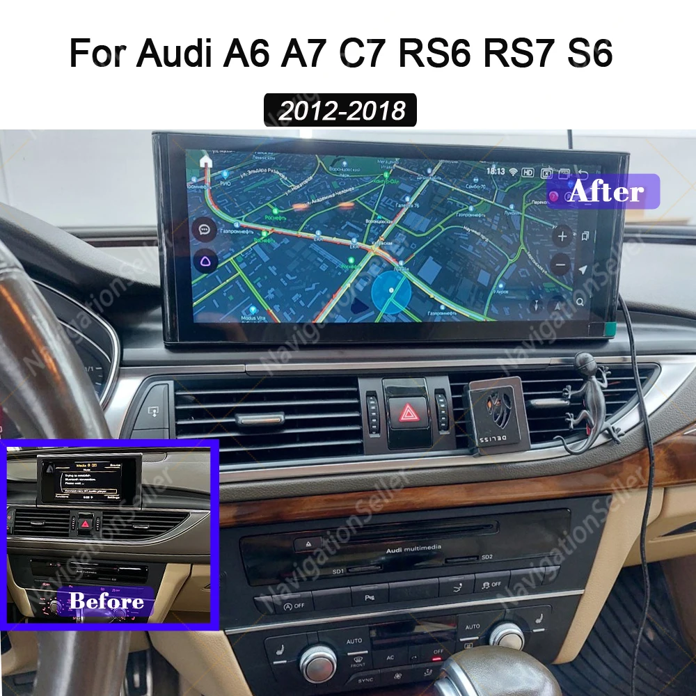 

Android Autoradio For Audi A6 A7 C7 RS6 RS7 S6 RMC MMI 2012-2018 Carplay Head Unit Multimedia Navigation Touch Screen Upgrade BT