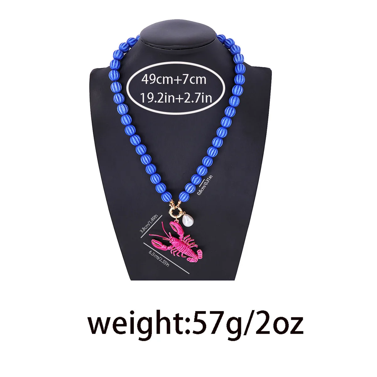 Vintage Beaded Lobster Pendant Necklace for Women