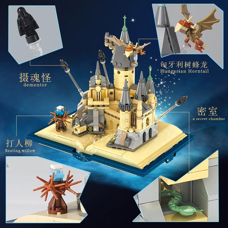 Magisch kasteelboek bouwsteen boekpuzzel assembleren van kleine deeltjes bouwsteenmodel kinderspeelgoed