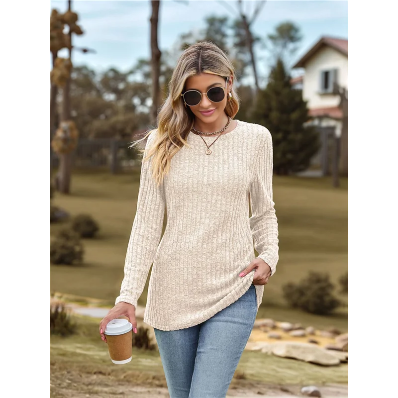 ABRT-Camusa feminina elegante casual camisas de manga comprida negócios casual wear outono suéteres quentes damasco xl