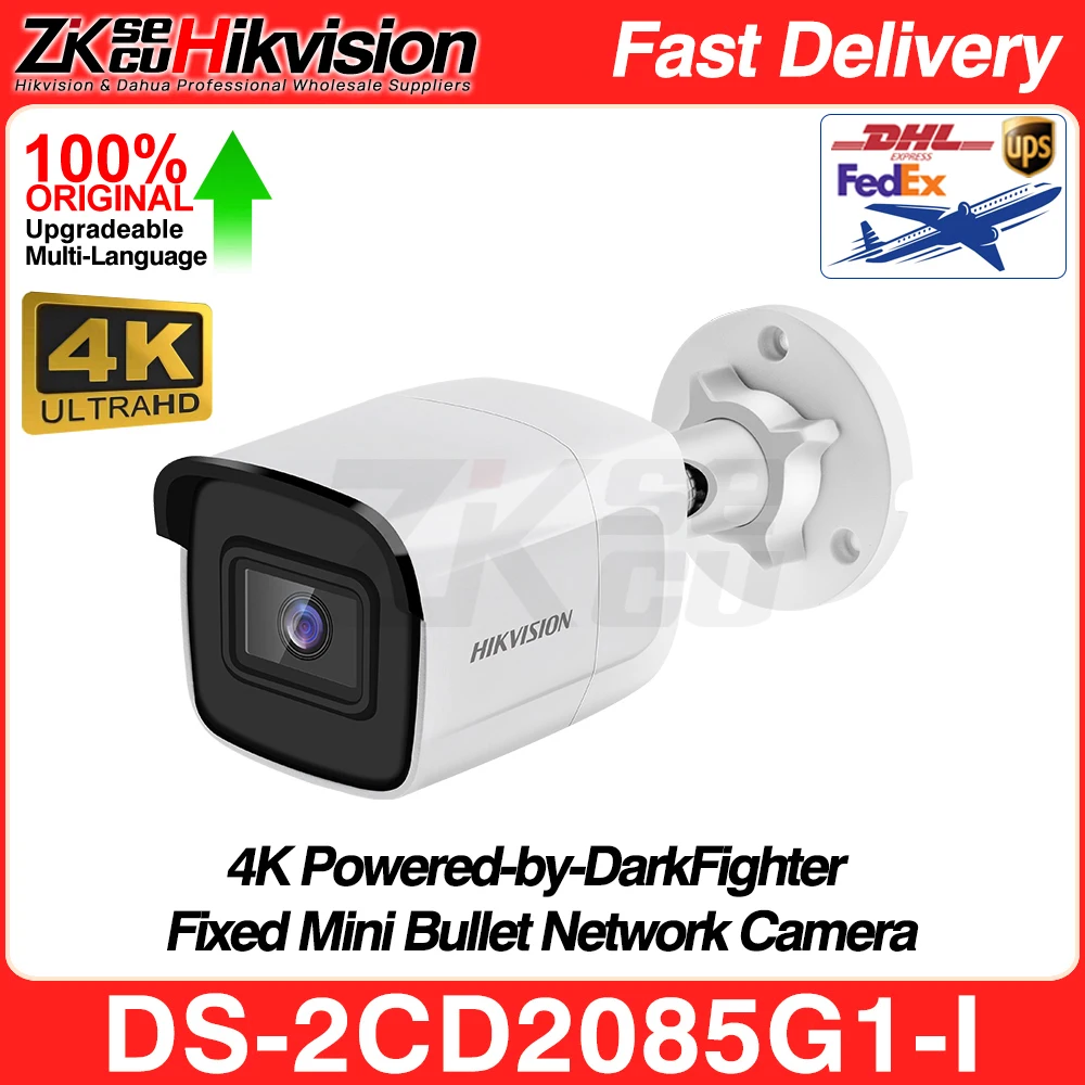 Hikvision Original 4K DS-2CD2085G1-I 8MP Powered-by-DarkFighter Bullet POE IP Camera IR 30M Smart Event H.265+ SD Card Slot IPC