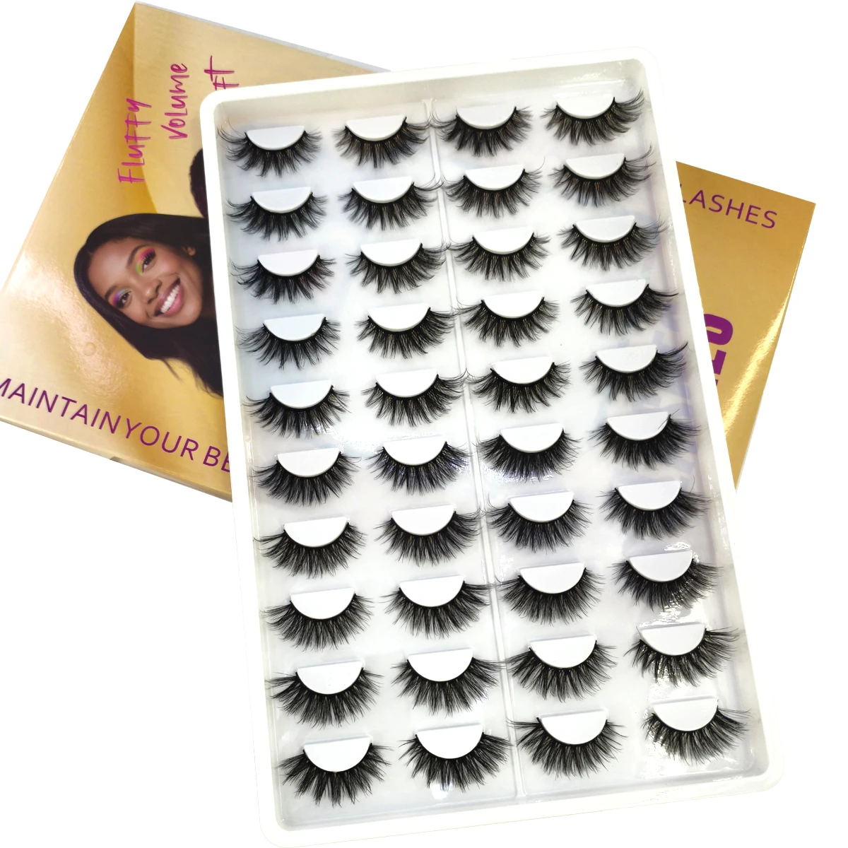 HBZGTLAD20 pairs of 3D fake mink naturally messy thick eyelashes extended makeup fake eyelashes