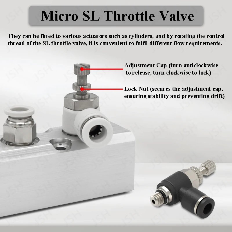 Pneumatic Throttle Valve SL4/6-M3/M4/M6 Quick Connection Air Connector Fittings Throttle Speed Controller Valve