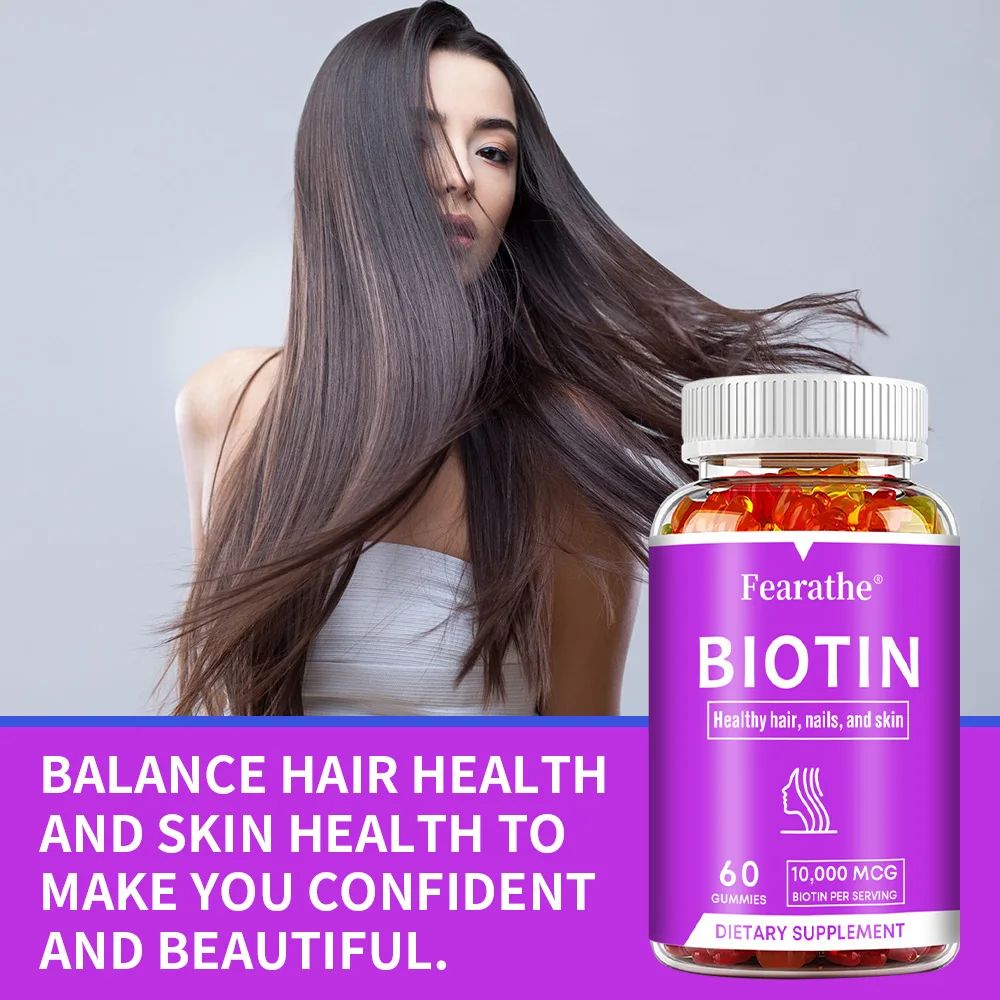 Biotin Gummies 10000mcg [Highest Potency] Healthy Hair, Skin & Nails Vitamins for Women, Men & Kids - Hair Growth Supplement