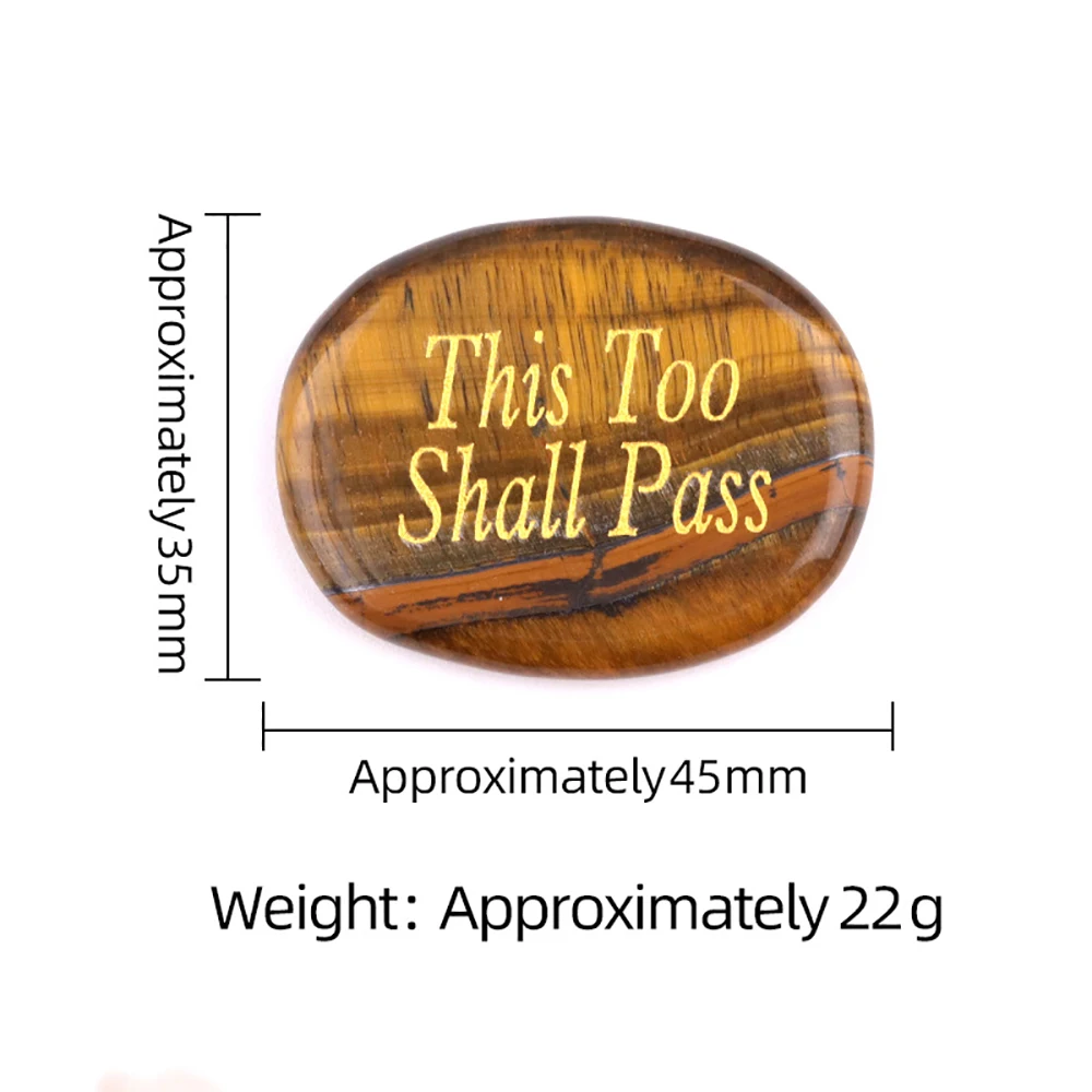 This Too Shall Pass Natural Carved Amethyst Obsidian Rose Quartz Healing Crystals Palm Worry Stone Decorative Craft Ornament 1Pc