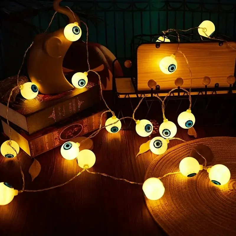 Spook Up Your Home com 1 unidade de luzes de corda de globo ocular de Halloween - 10 LEDs de luzes de paisagem operadas por bateria!