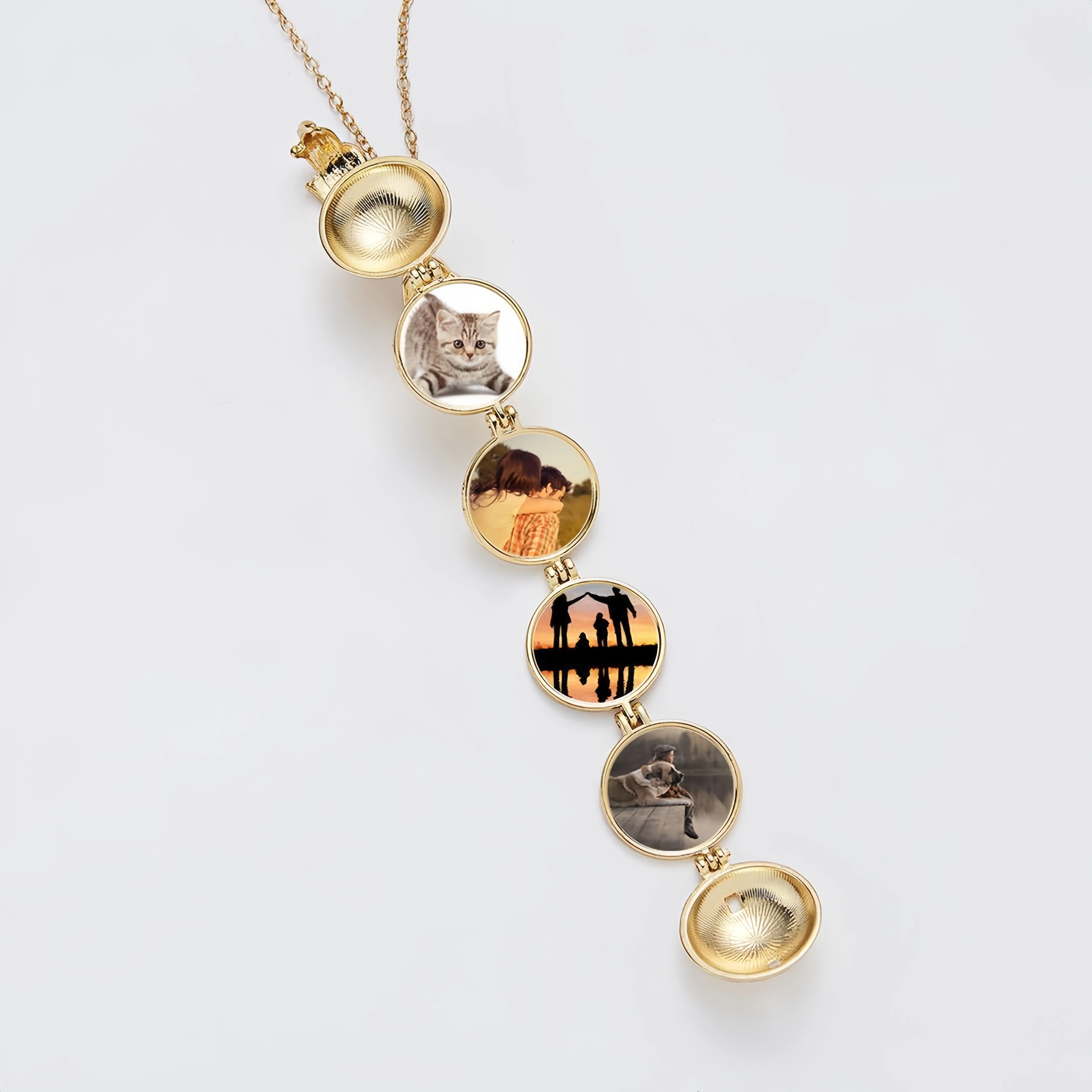 Necklace Photo Box, Multi-layer Wing Photo Box, Retro Openable Pendant Folding Multi-layer Photo Box, Wing DIY Chain