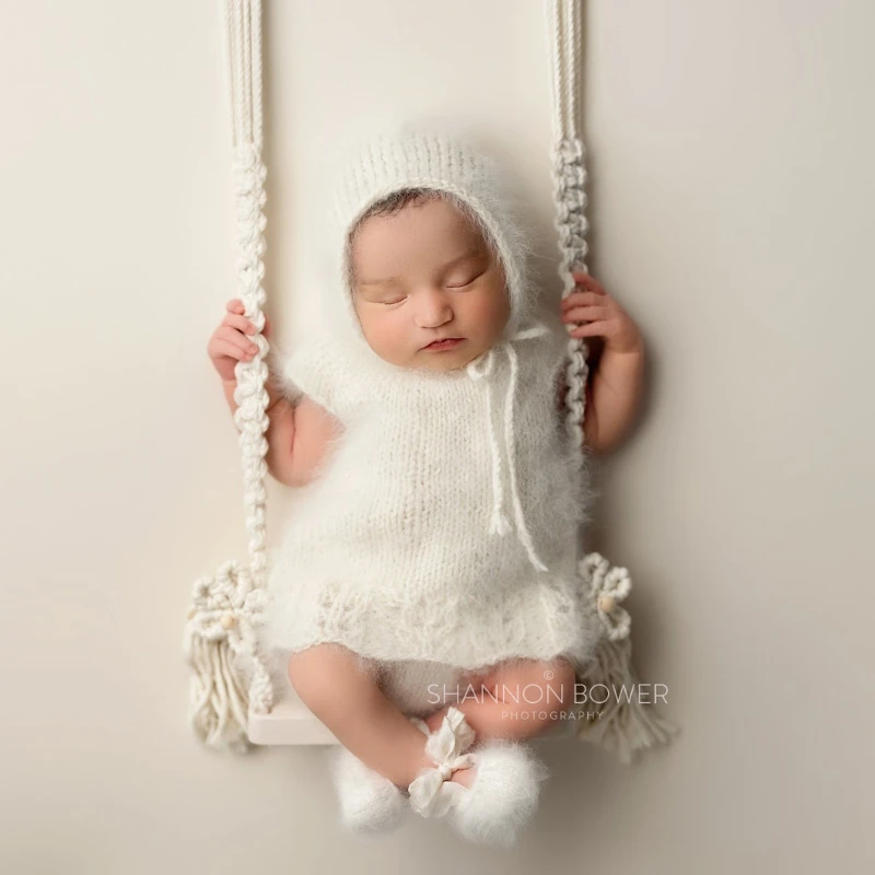 Newborn Swing Chair Photography Accessories Baby Kids Full Month Photo Props Wooden Babies Chairs Furniture