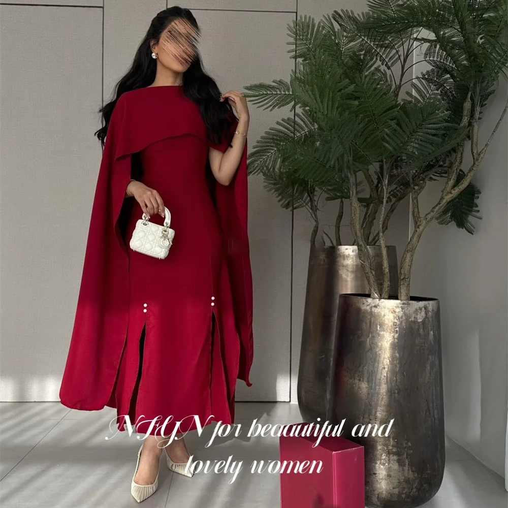 

NFYN Red Pageant Party Gown Luxury Pleats Evening Dress Formal Mermaid Sexy Regular Sleeve Prom Dresses robe de bal Customized