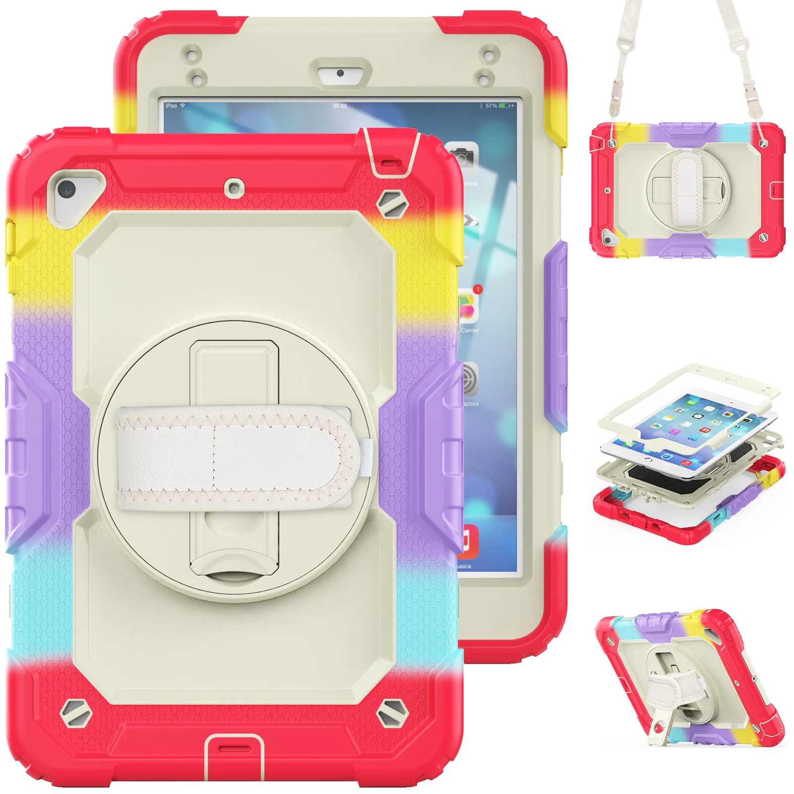 

360 Rotatable Stand Case Universal For iPad Mini 5 4 7.9" A2124 A2125 A2126 A2133 A1538 A1550 Armor Cover With Screen Protector