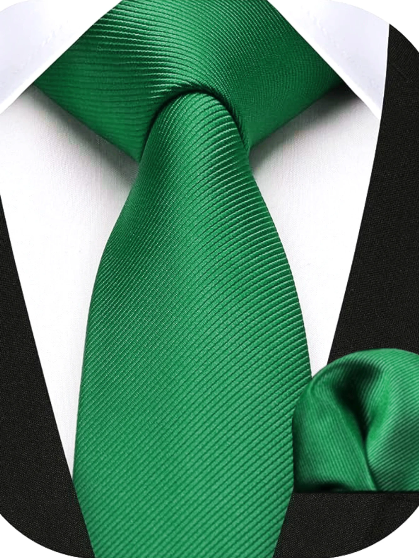JEMYGINS Herren-Krawatte, schmal, einfarbig, 6 cm, Seidenkrawatte, Einstecktuch-Kombi-Set, geeignet für Herren, Geburtstagsgeschenke, Hochzeiten, Business – Detail 4