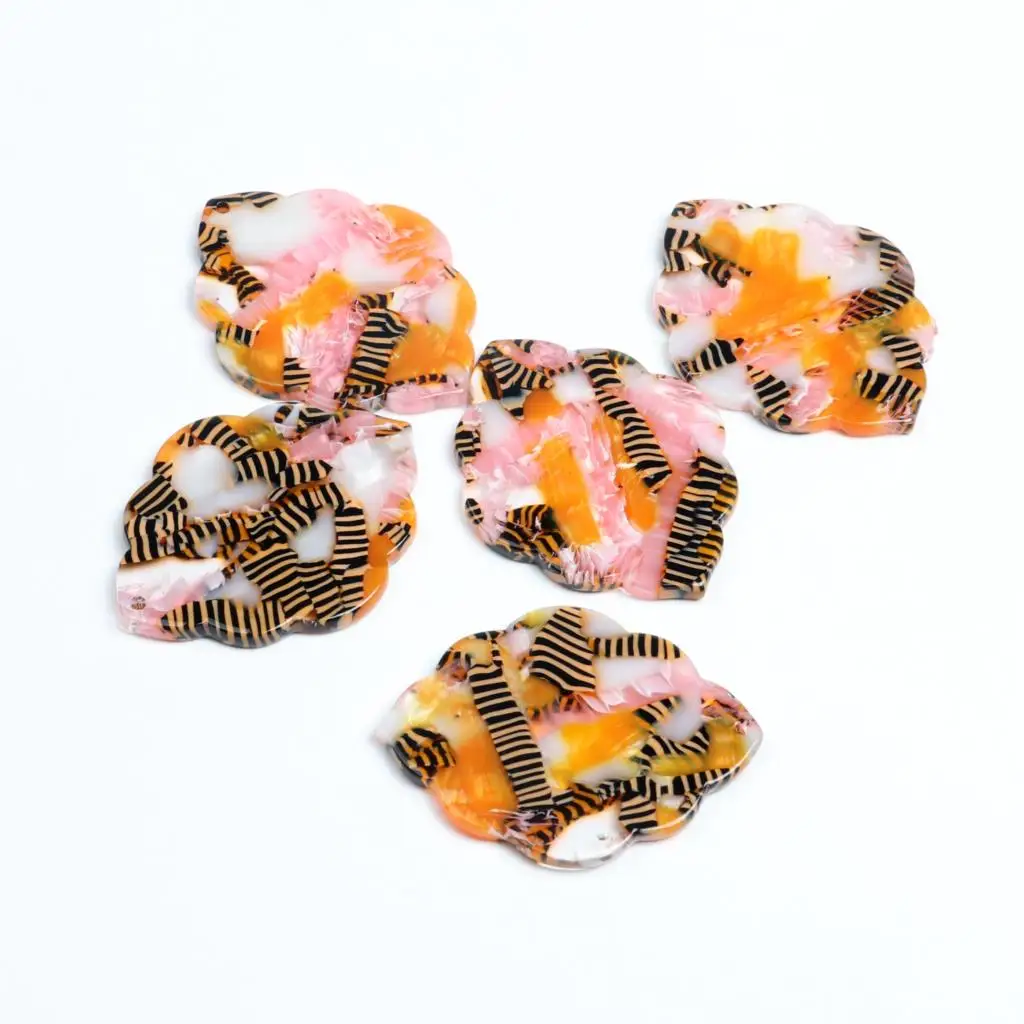 Tortoise Shell Earring Charms,Acetate Acrylic Lage Quatrefoil Shaped Pendant,Earrings Part,Big Earring Findings,41.5x32mm