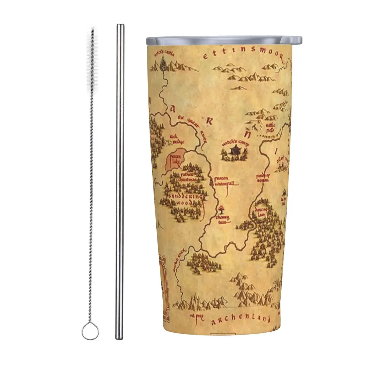 Map Of Narnia Stainless Steel Tumbler Vacuum Insulated Mug Thermal Cold Cup Straws With Lid 20oz