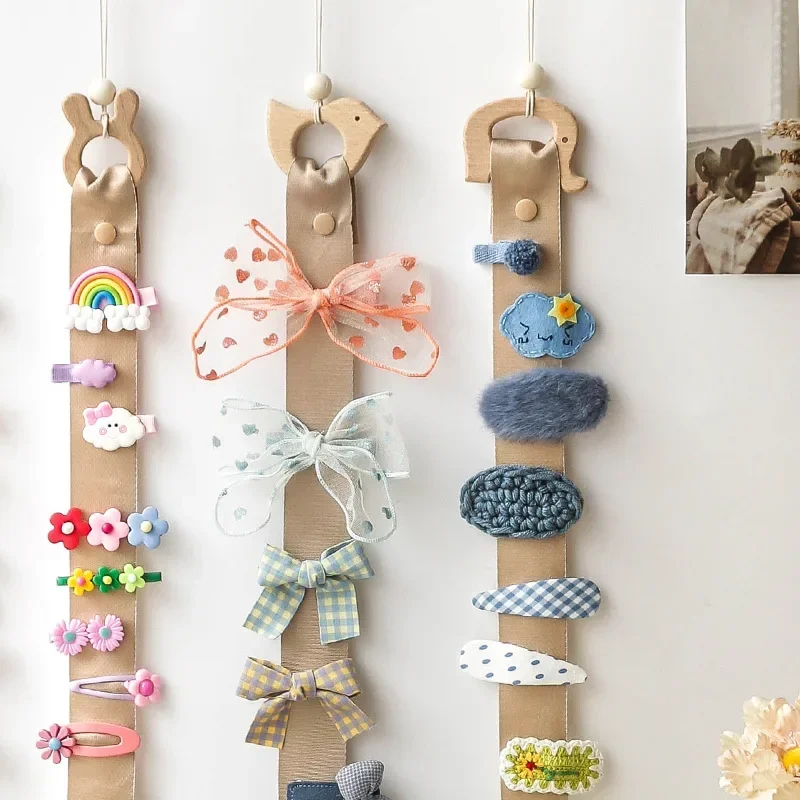 Wooden Animal Baby Hair Clips Holder Princess Girls Hairpin Headband Storage Pendant Jewelry Organizer Wall Ornaments