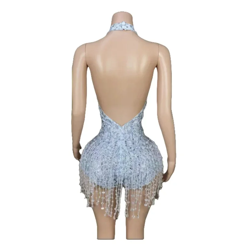 Fashion Sexy bodybodysuit tiang tari Bar perayaan kelab malam Bling transparan kinerja kostum wanita