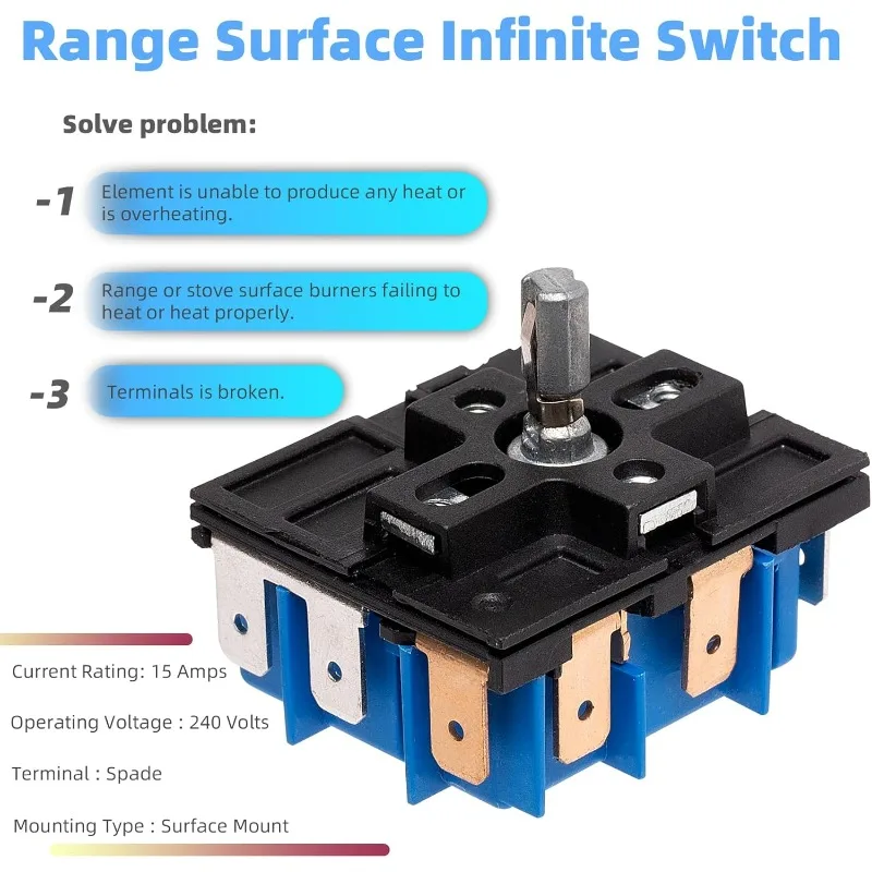 Immagine 4: Interruttore a doppio interruttore infinito per fornelli W10434452 - Compatibile con Whirlpool, Maytag, KitchenAid, Amana, Inglis - Sostituisce PS11754687 e altro ancora