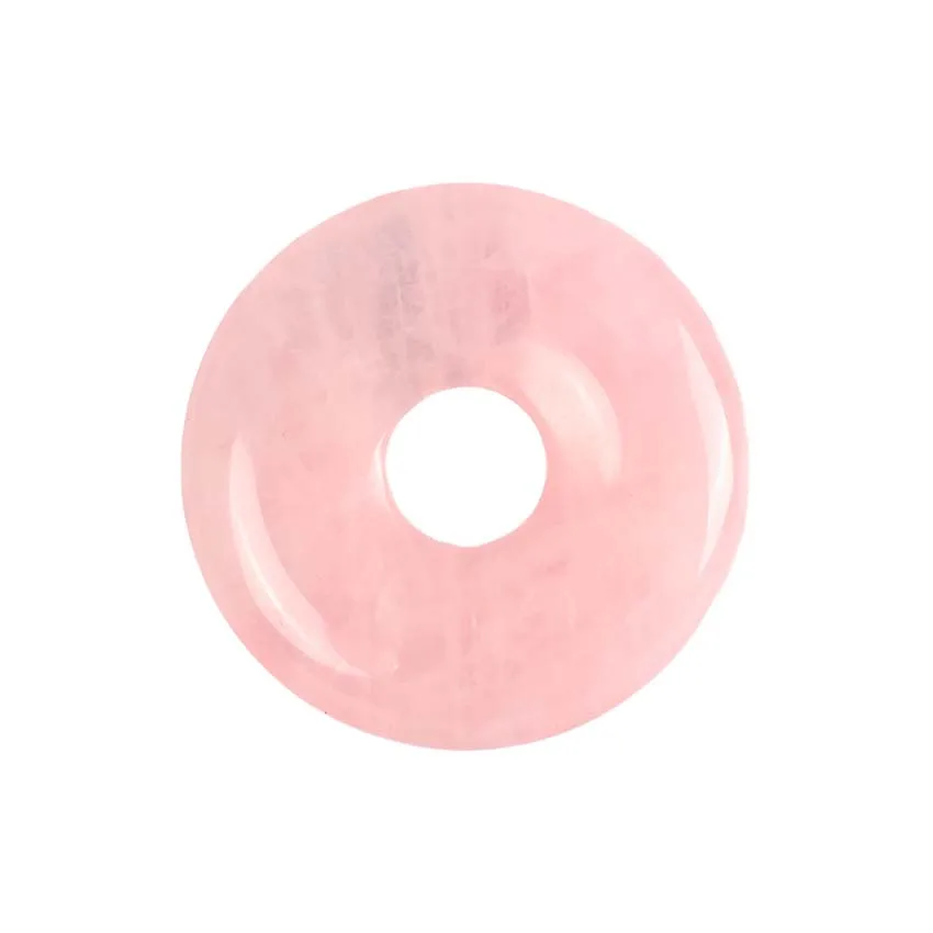 20mm Donut Round Crystal Stone Pendants For Women Jewelry DIY Natural Rose Quartz Labradorite Lucky Coin Pendant Necklace Making