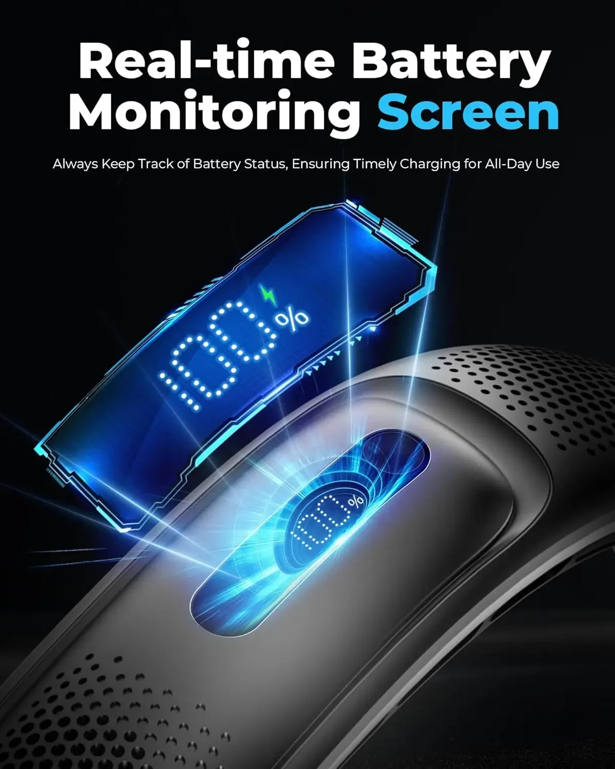 휴대용 목걸이 선풍기 냉풍 4단 터보 날개 없는 웨어러블 쿨러 개인용 선풍기 3단 속도 LED 디스플레이 4000mAh & C타입 360 °   냉각