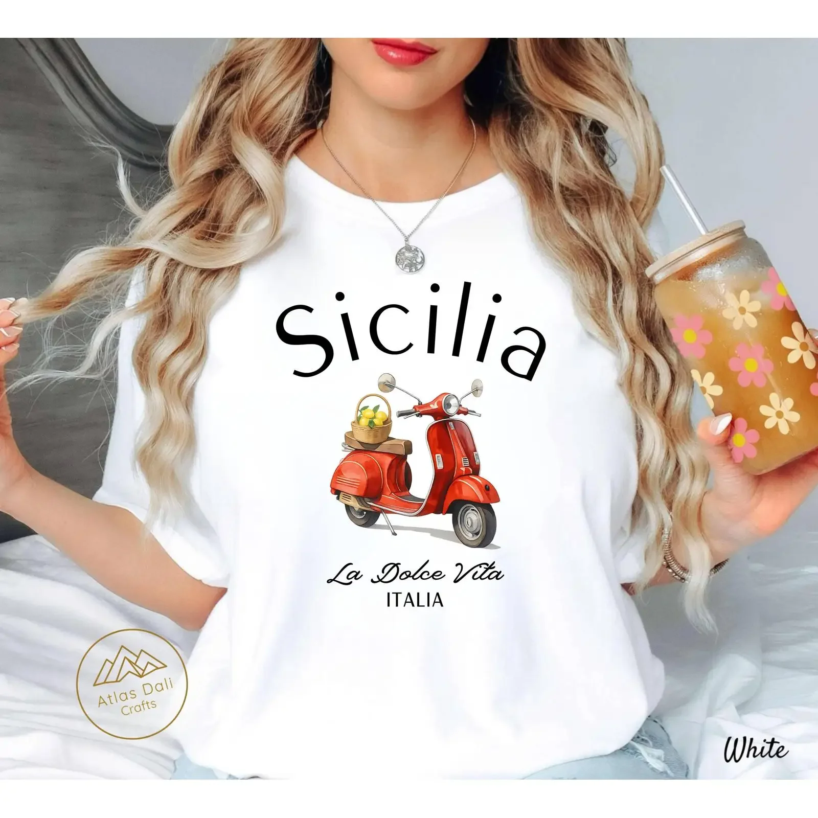 Sicilia La Dolce Vita T Shirt Italian Scooter Lemon Italy Summer Sicily Amalfi Coast Limoncello Casual  vintage Washed