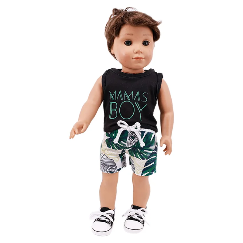 18''boy Poppen Kleding Mode Dagelijks Casual Wear Denim Pak, hoodie Zomer Strand Pak Voor Logan Pop 43Cm Reborn Baby Pop Kleding