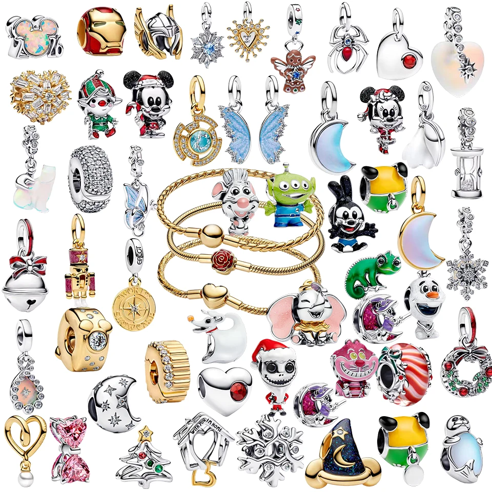 Image of Superventas: 925er Silber-Anhänger mit Motiven von Sarg, Uhr, Faultier und Weihnachtsbaum für Original-Armbänder