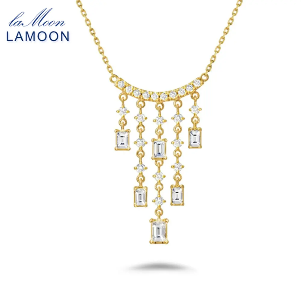 

LAMOON винтажное роскошное ожерелье с подвеской в виде кисточки для женщин, свадебное простое элегантное ожерелье из стерлингового серебра 925 пробы, позолоченное 14 К, ювелирные изделия