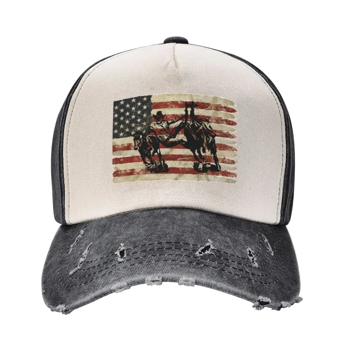 

Steer Wrestler On American Flag Baseball Cap sun caps Christmas Hat Brand Man cap Women's Beach Outlet 2025 Men's