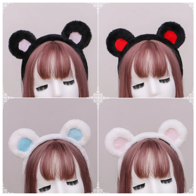 Bando telinga beruang Lolita mewah perempuan lucu buatan tangan aksesoris Cosplay bando telinga