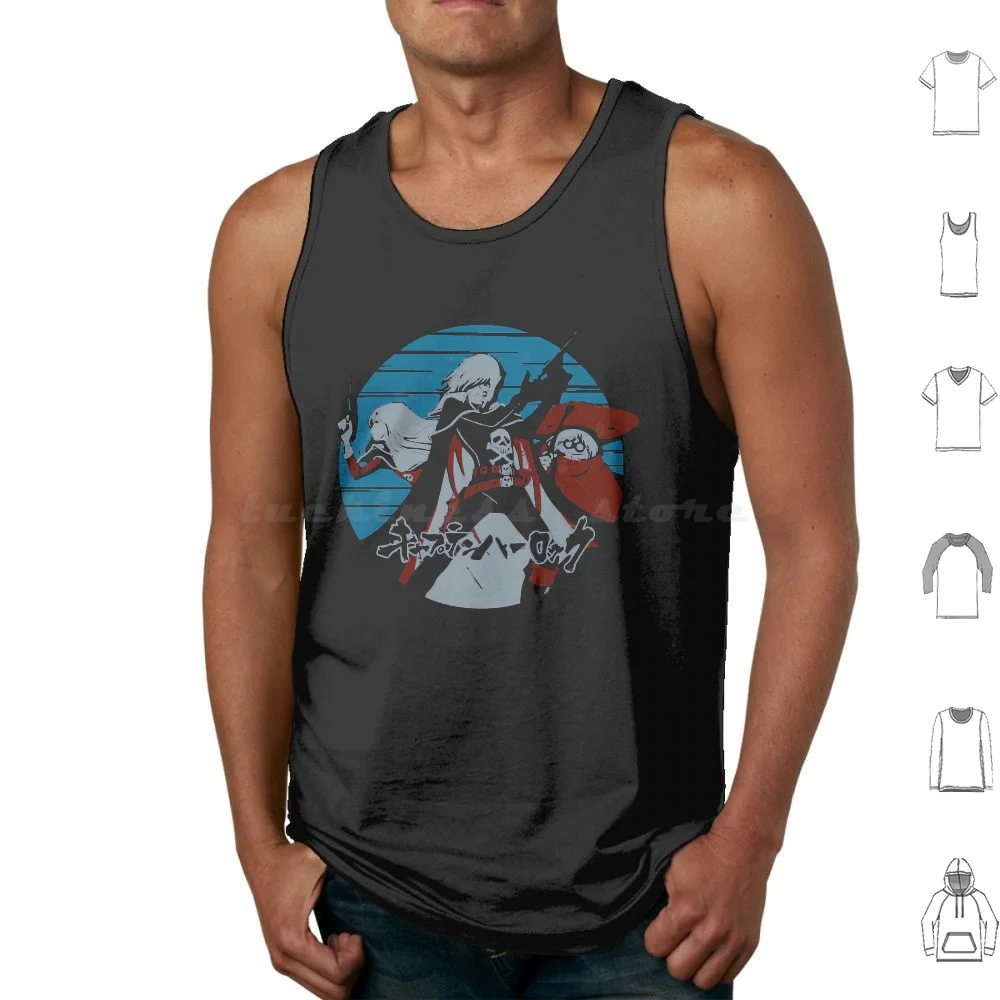 126 B Har Lock T R I O Tank Tops Vest Sleeveless Harlock Anime Arcadia Captain Harlock Japan Manga Pirate Retro Vintage