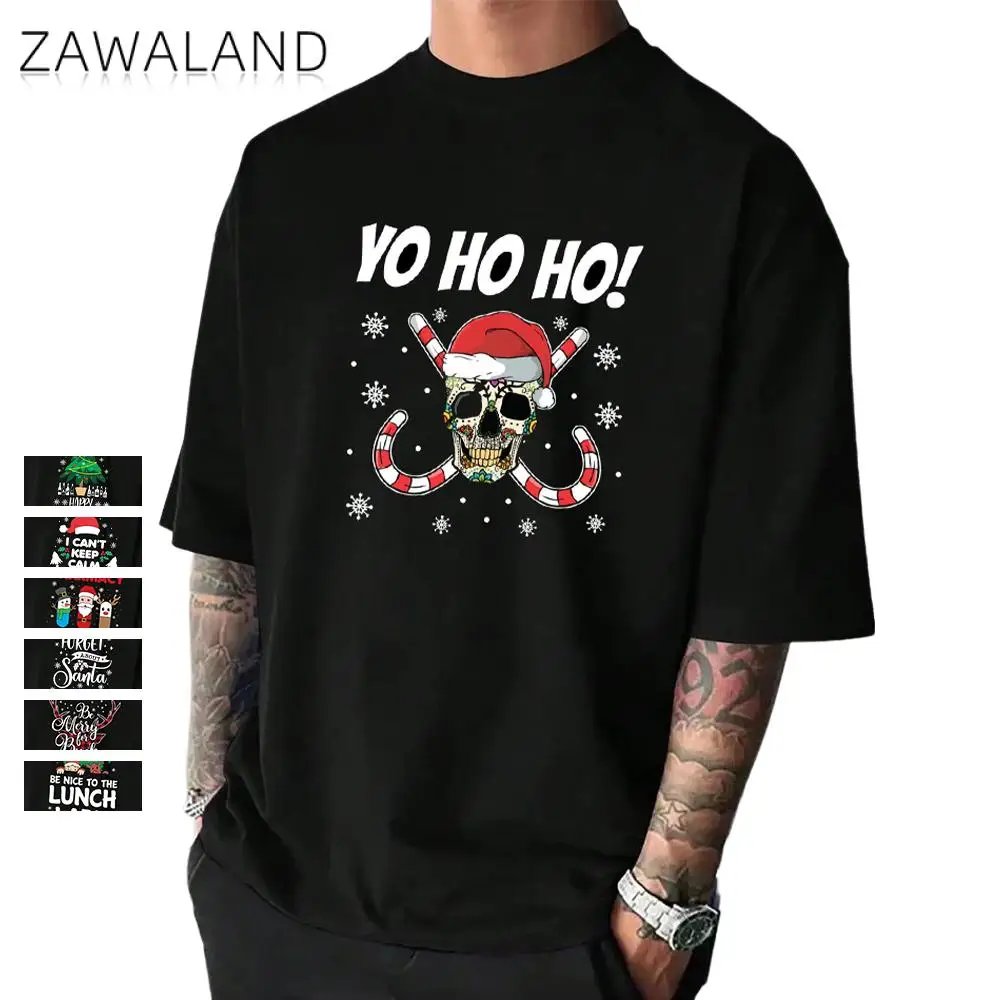 

Zawaland Xmas Graphic T-Shirts Couple Top Summer Christmas Tree Skeleton Cosplay Costumes Male Streetwear Short Sleeve Tops Tee