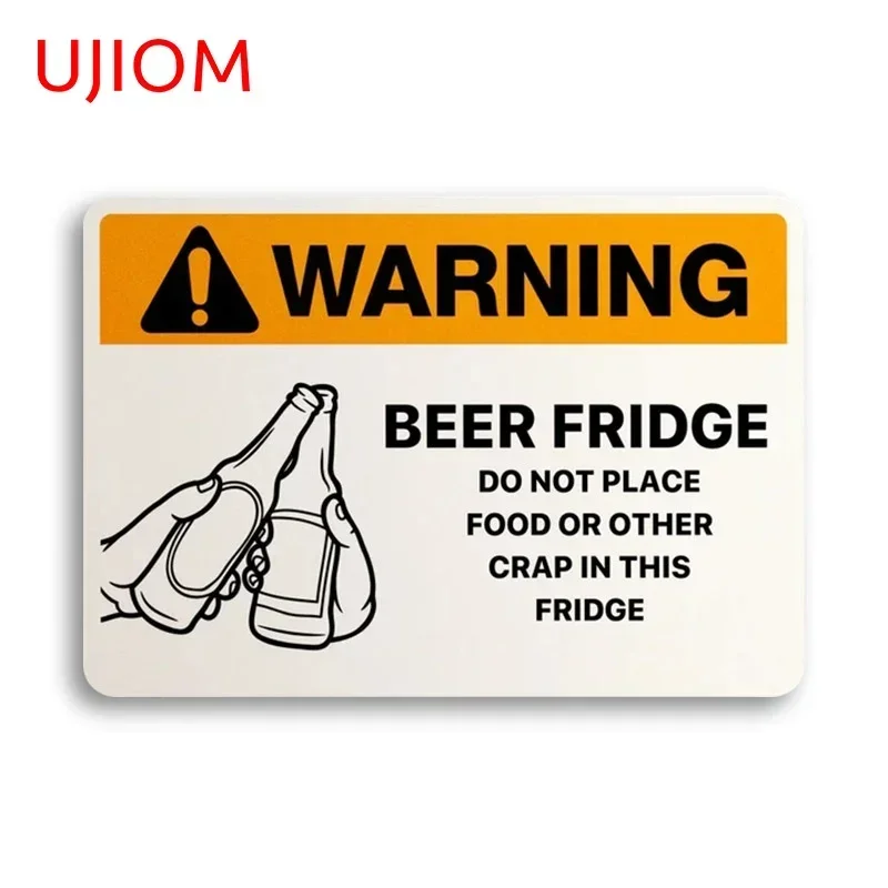 UJIOM 13cm x 9cm Beer Fridge Fashionable Wall Warning Sticker Scratch-Proof Waterproof Refrigerator Vinyl Decal Kitchen Decor