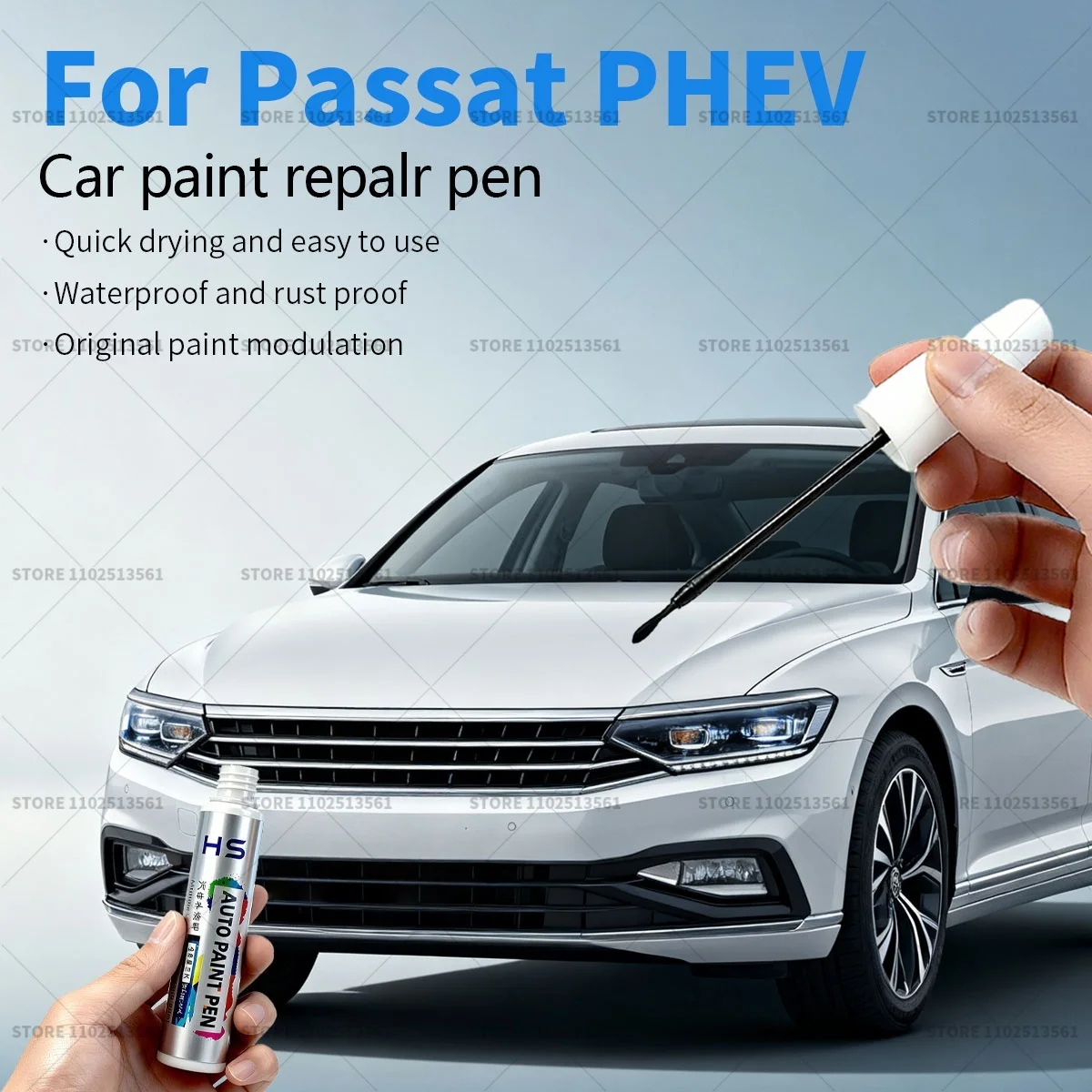 For Passat PHEV Car Paint Repair Pen Touch Up Scratch Remover DIY Auto Accessories Black 2T2T White Grey Blue LD5M Gold Silver