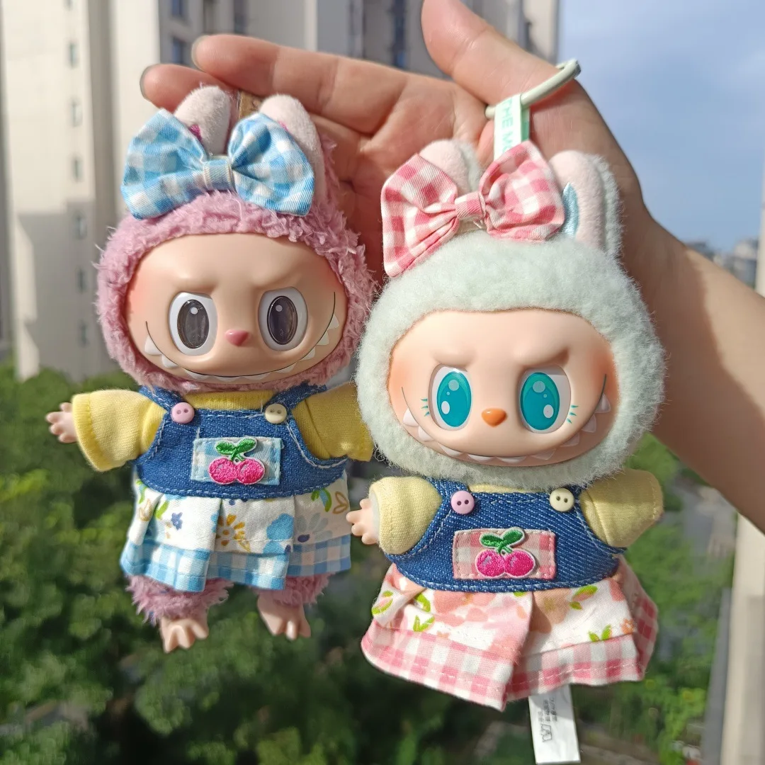 

Clothes For Labubu Dolls Labubu Accessories 1st 2nd 3rd Gen Summer Cherry Overalls Skirt Set Apparel Accessories