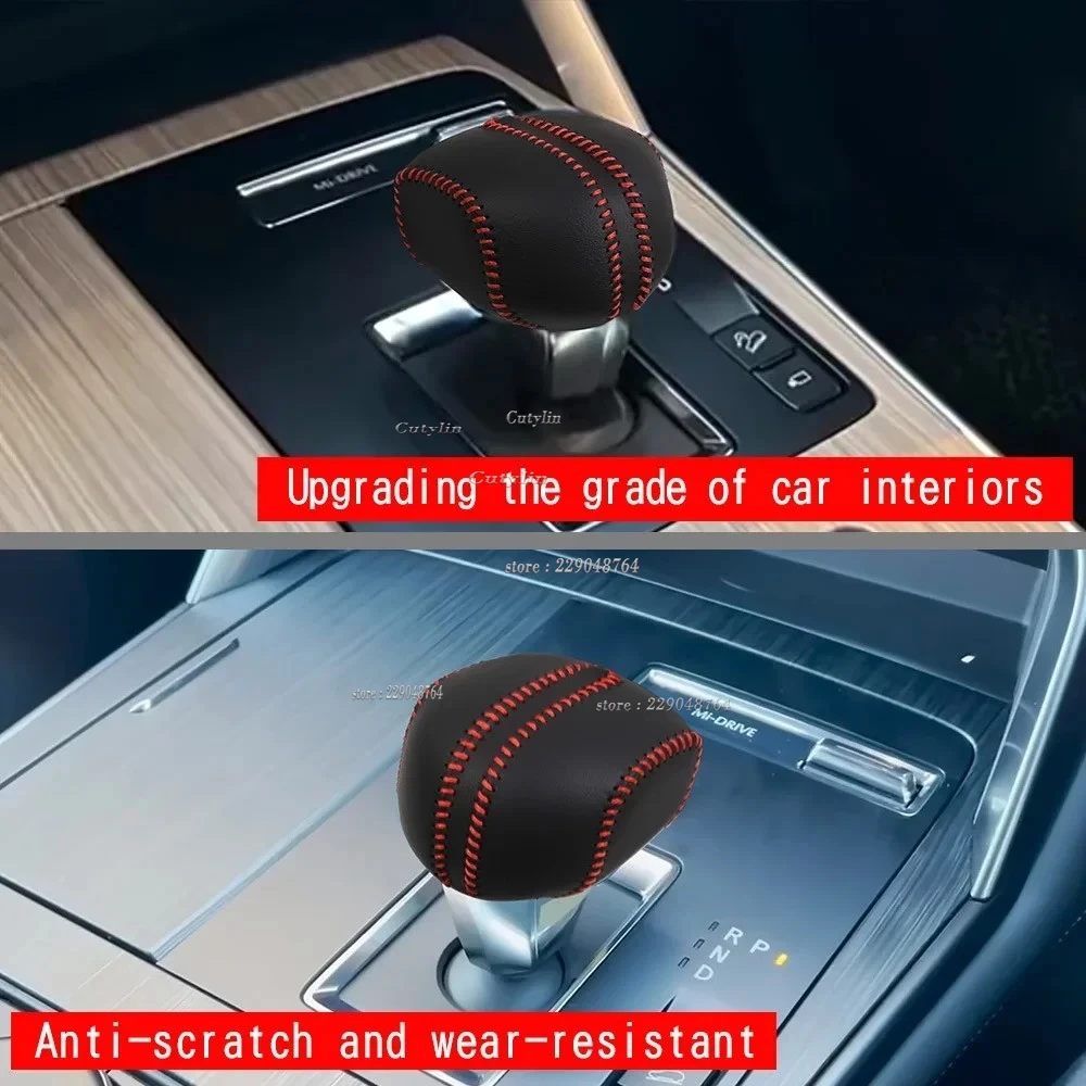 For Mazda CX-60 CX60 2022-2024 For CX90 CX80 2024 2025 Car Leather Head Knob Gear Shift Collars Handbrake Grip Cover Accessories