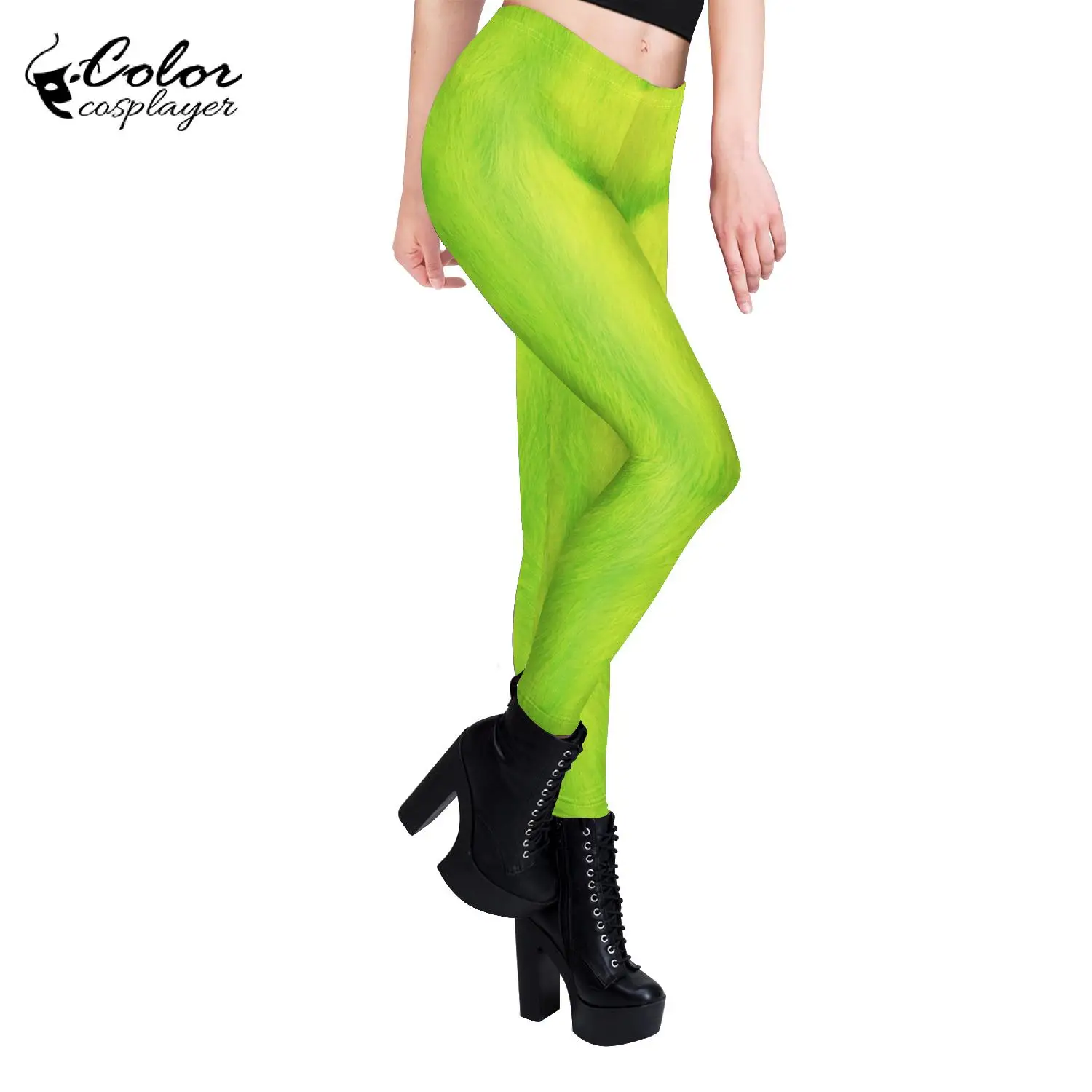 Color Cosplayer Christmas Leggings Green Guys Cosplay Bottoms Women Fantasia Pants Cartoon Trousers Adult Carnival Costume