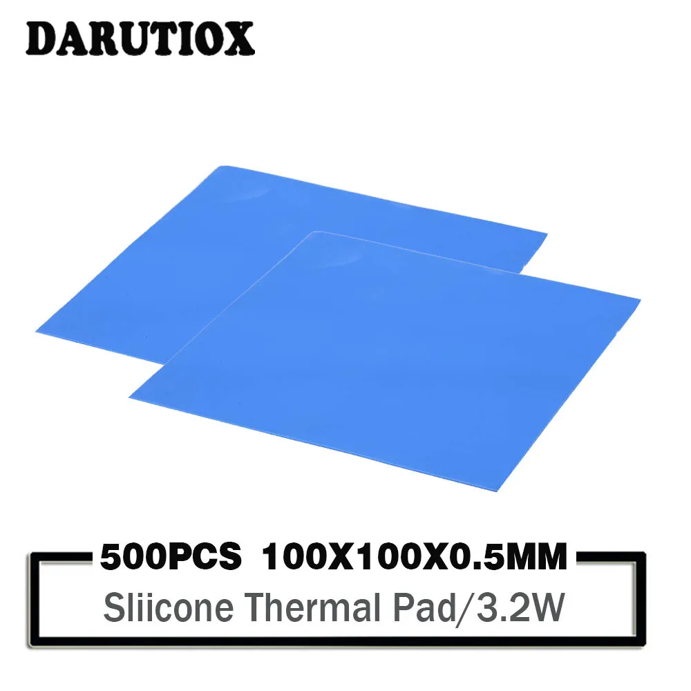 

500PCS DARUTIOX Blue 100mmx100mm 0.5mm Thickness GPU CPU Heatsink Cooling Conductive Silicone Pad Thermal Pad 100x100x0.5mm