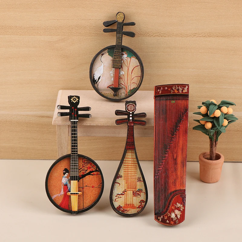 1PC 1/12 domek dla lalek Pipa Guzheng Guqin Model domek dla lalek narodowy instrument muzyczny dekoracja domek dla lalek ozdoba rzemieślnicza