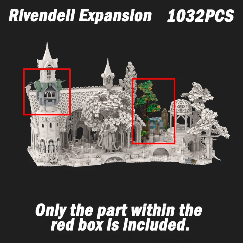 MOC-234524 1027 قطعة Rivendell توسيع الخيال فيلم القلعة نموذج اللبنات الأولاد اللعب عيد الميلاد هدية عيد ميلاد الكبار