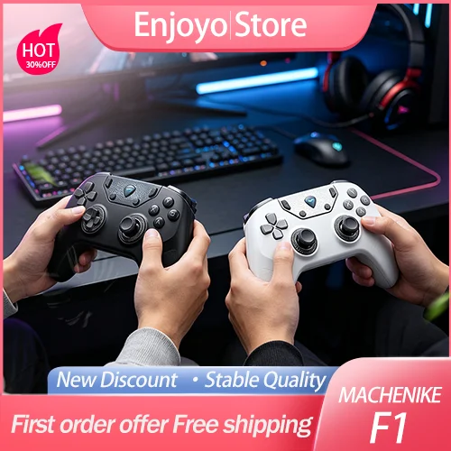 New MACHENIKE F1 Wireless Game Controller Tri‑Mode Dual 8K Hot‑Swap Micro Switch Body Sense Custom Buttons PC Mobile TV Steam