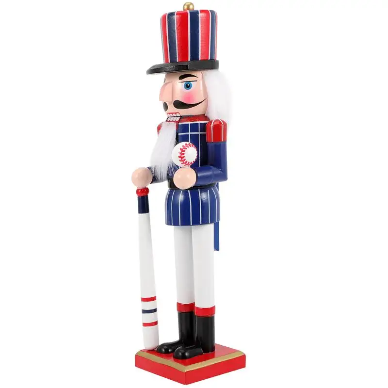 

Nutcracker Soldier Figurine Christmas Desktop Ornaments Sports Style Nutcracker Figure Wooden Nutcracker Soldier With Baseball