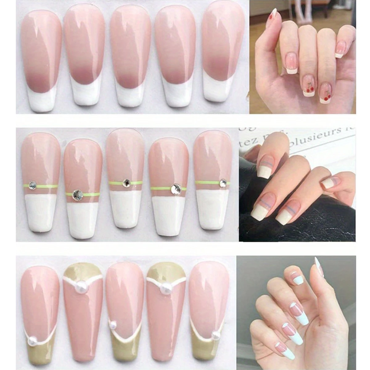12 Sheets French Tip V-Shaped Nail Stickers – Self-Adhesive Black & White French Manicure Decals, Bowtie Design for DIY Nail Art