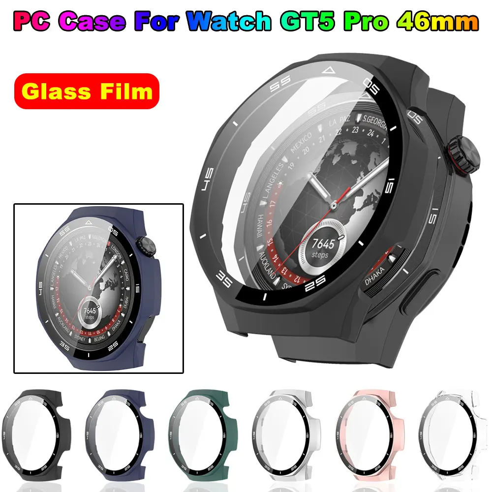 2in1 Kabuk + Temperli Cam Filmi Huawei İzle GT 5 pro 46mm Ekran Koruyucu Kılıf GT5 pro 46 MM Kapak PC Tam Koruyucu Kılıf