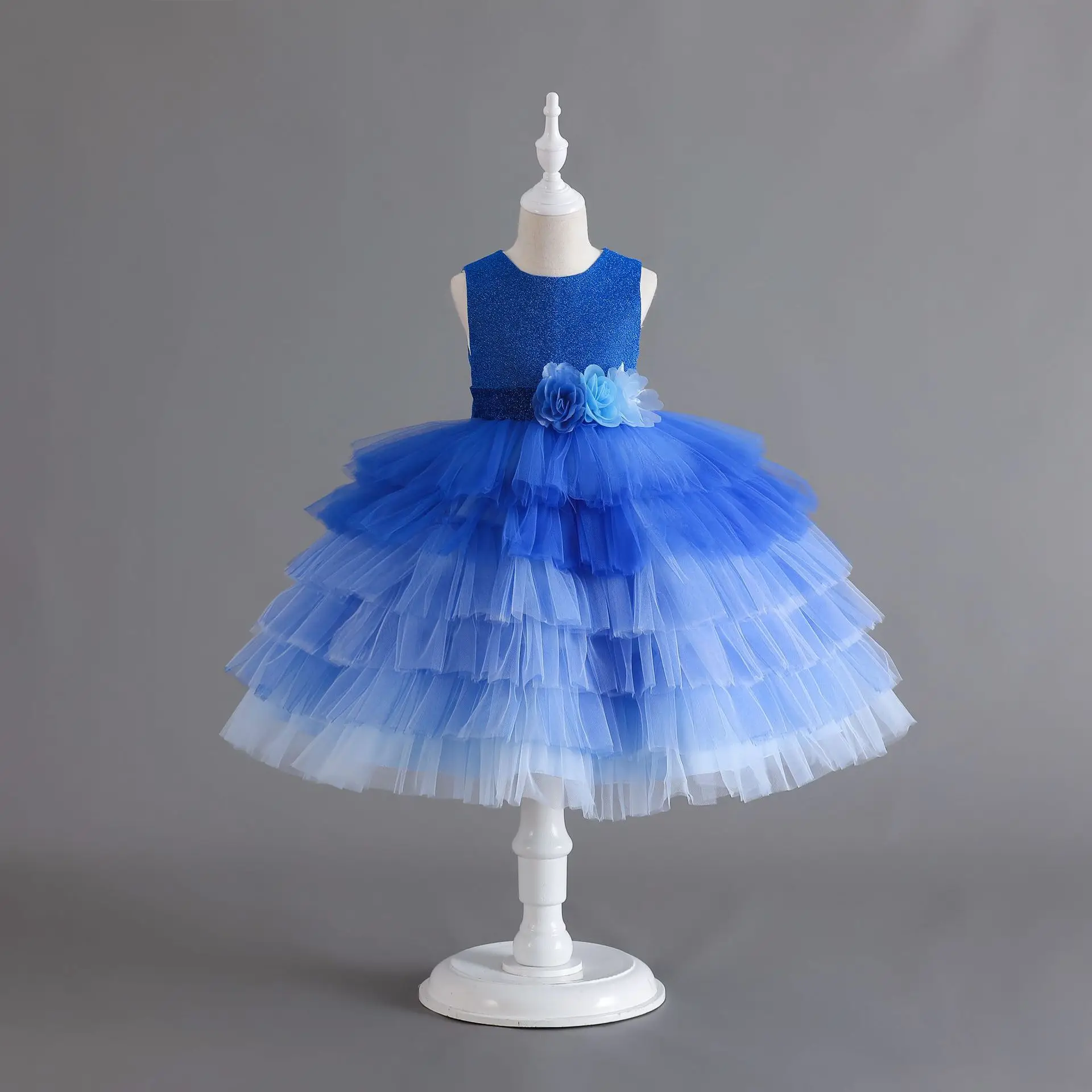 Elegant Girls Party Dresses Festive Sleeveless Layered Prom Dress Flower Girl Dresses For Weddings Children's Princess Dress