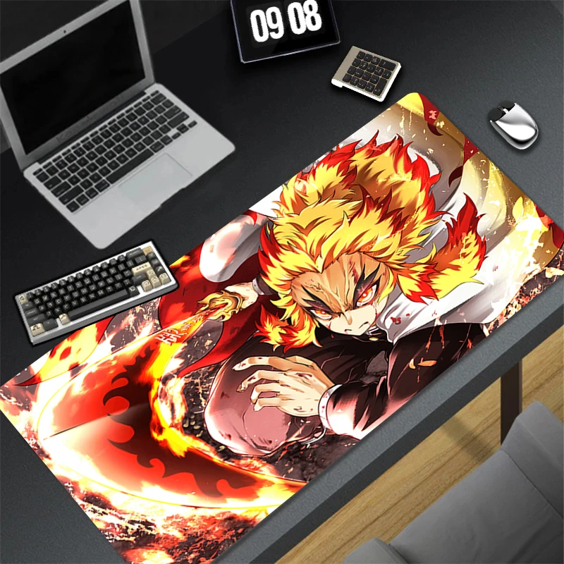 Rubber Anti Slip Cool Mouse Pad Luxury Gaming Accessories D-demon Slayer Rengoku Kyoujurou Desk Mat Office Computer HD Mousepad
